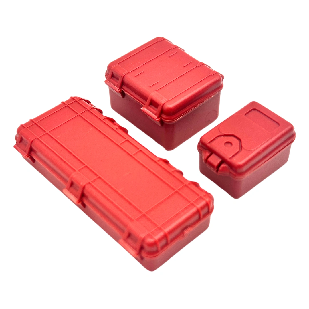 Ready-to-Roll RC Crawler Tool Boxes – 3 Vibrant Red Options (1/24, 1/18 Scale)!