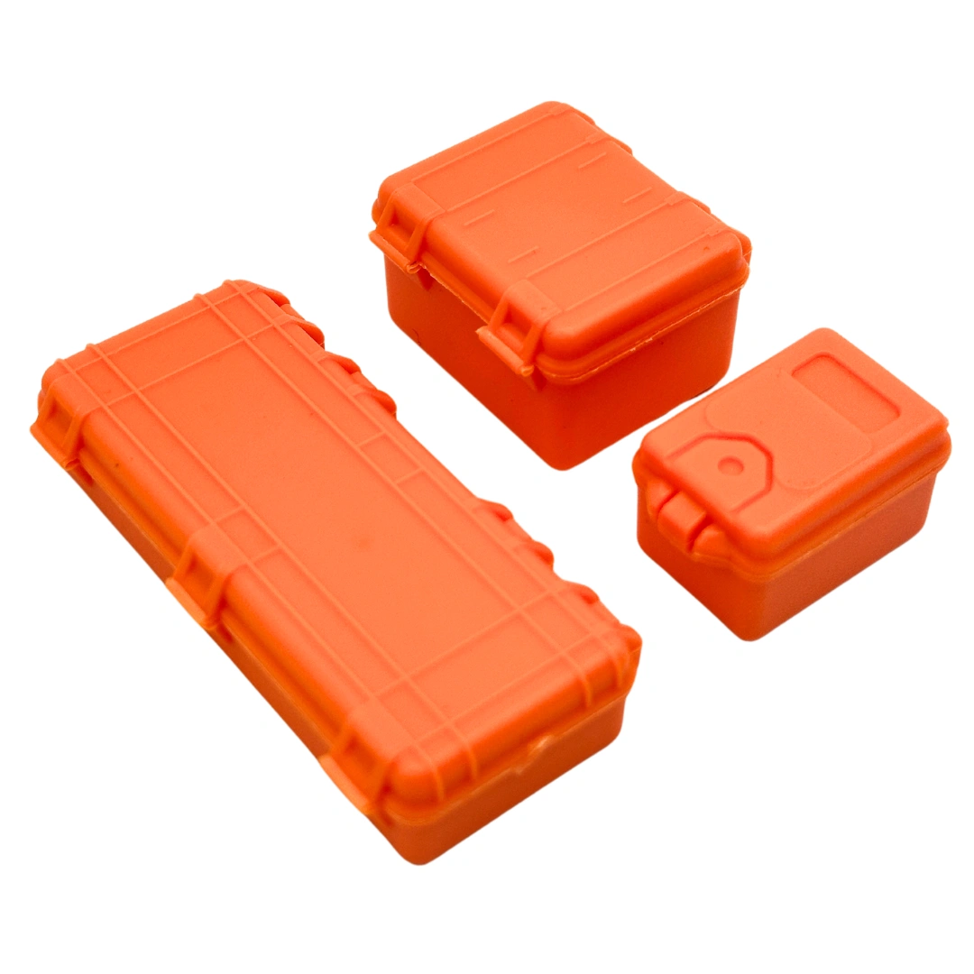 RC Crawler Tool Boxes – 3 Vibrant Orange 1/24 & 1/18 Scale Sets!